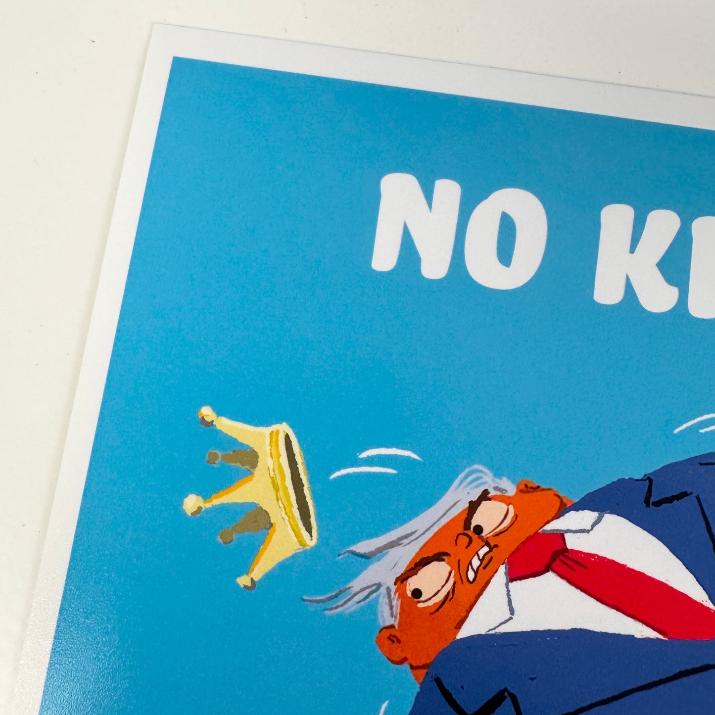 Playful Political Print, No Kings, Gift for Activists, Fun Protest Art, 6" x 6"