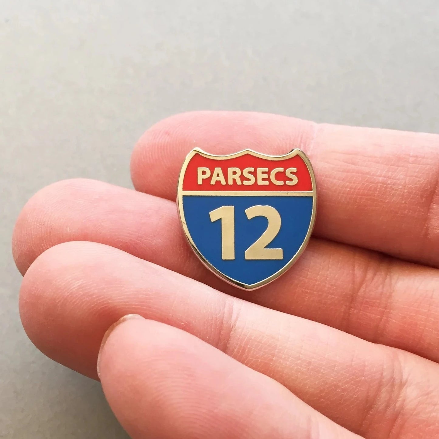 interstate highway sign with the words 12 parsecs