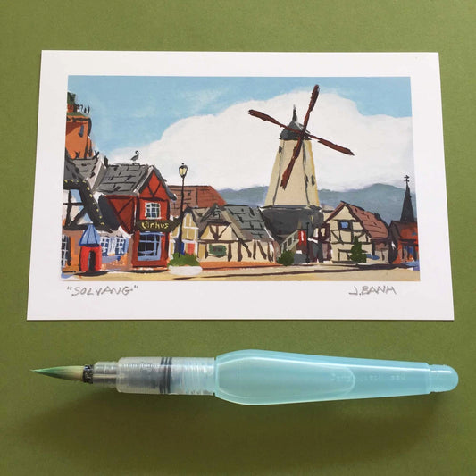 art print of the windmill in solvang ca