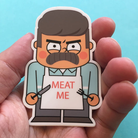 a sticker of mr swanson from parks and rec