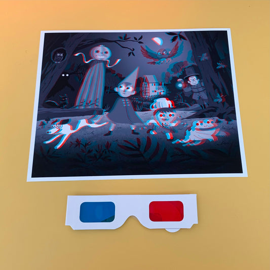 3D fan art of Over the Garden Wall. Red and Blue 3D glasses included