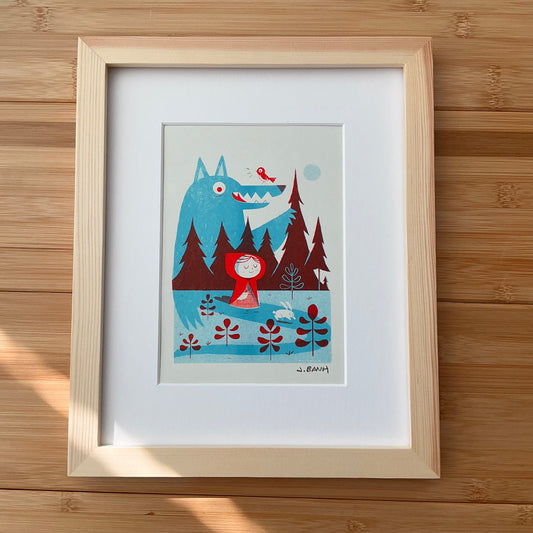 framed illustration of little red riding hood