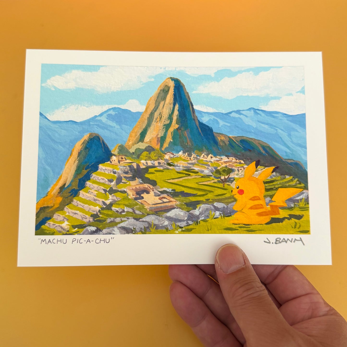 Machu Picchu with Pikachu - Fan Art Mashup -Machu Pic-A-Chu - 5 x 7
