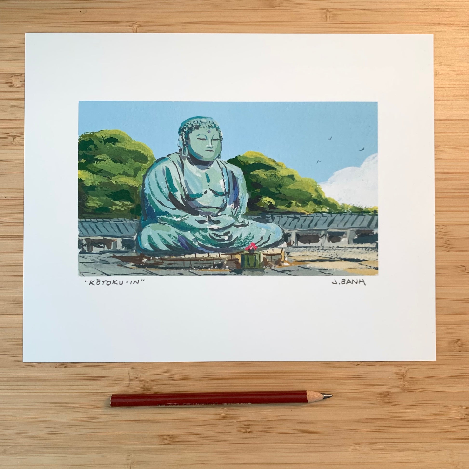 8 x 10 art print of a giant buddha painting