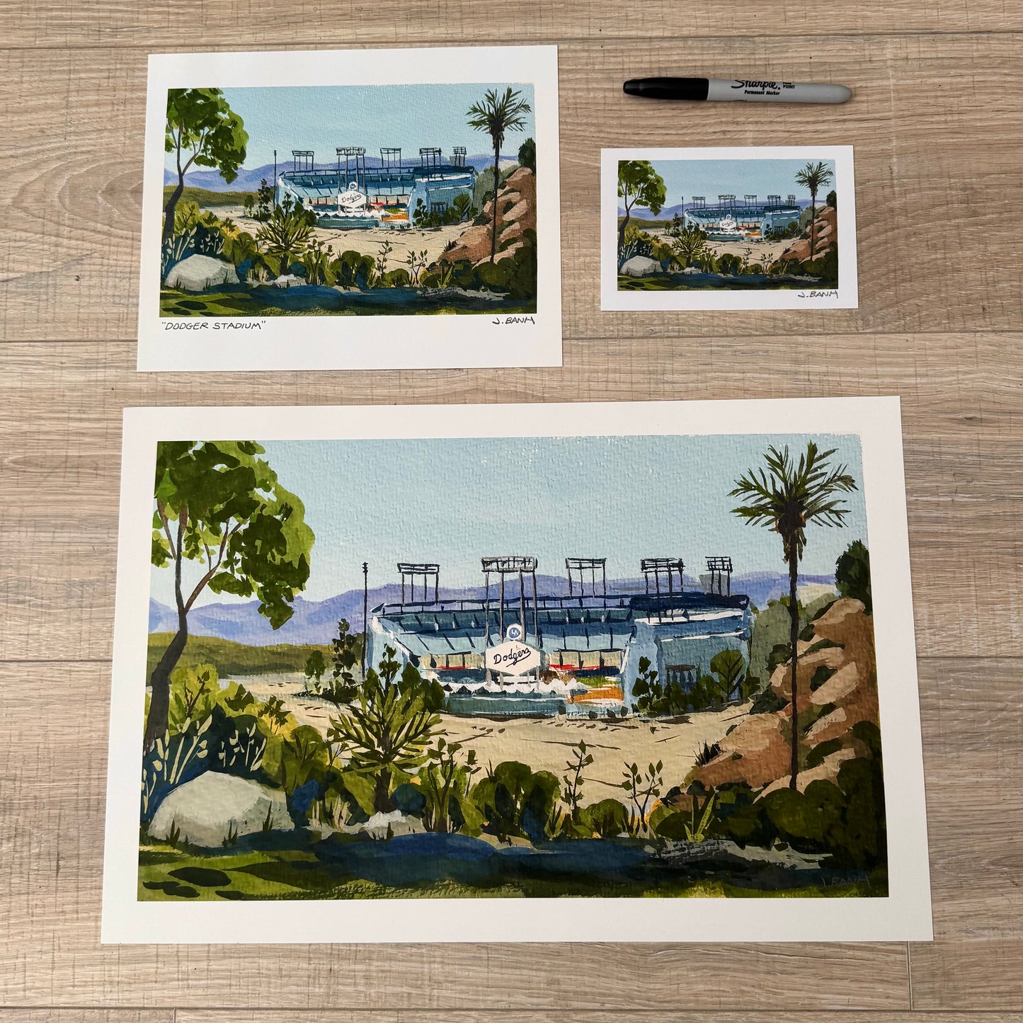 Dodger Stadium - Los Angeles Landmark - ART PRINT - CALIFORNIA -  BASEBALL FAN