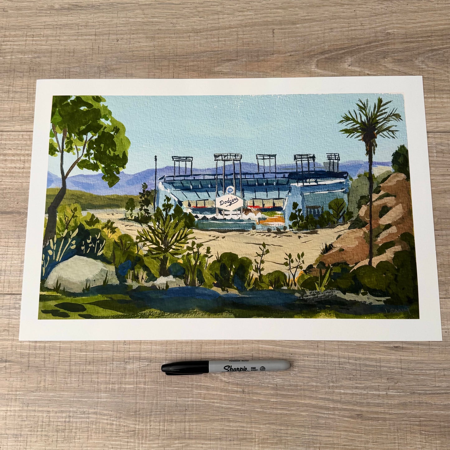 Dodger Stadium - Los Angeles Landmark - ART PRINT - CALIFORNIA -  BASEBALL FAN