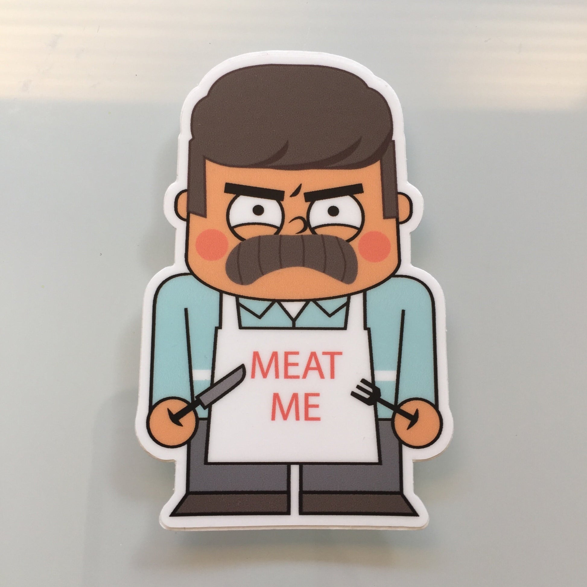 a sticker of mr swanson from parks and rec
