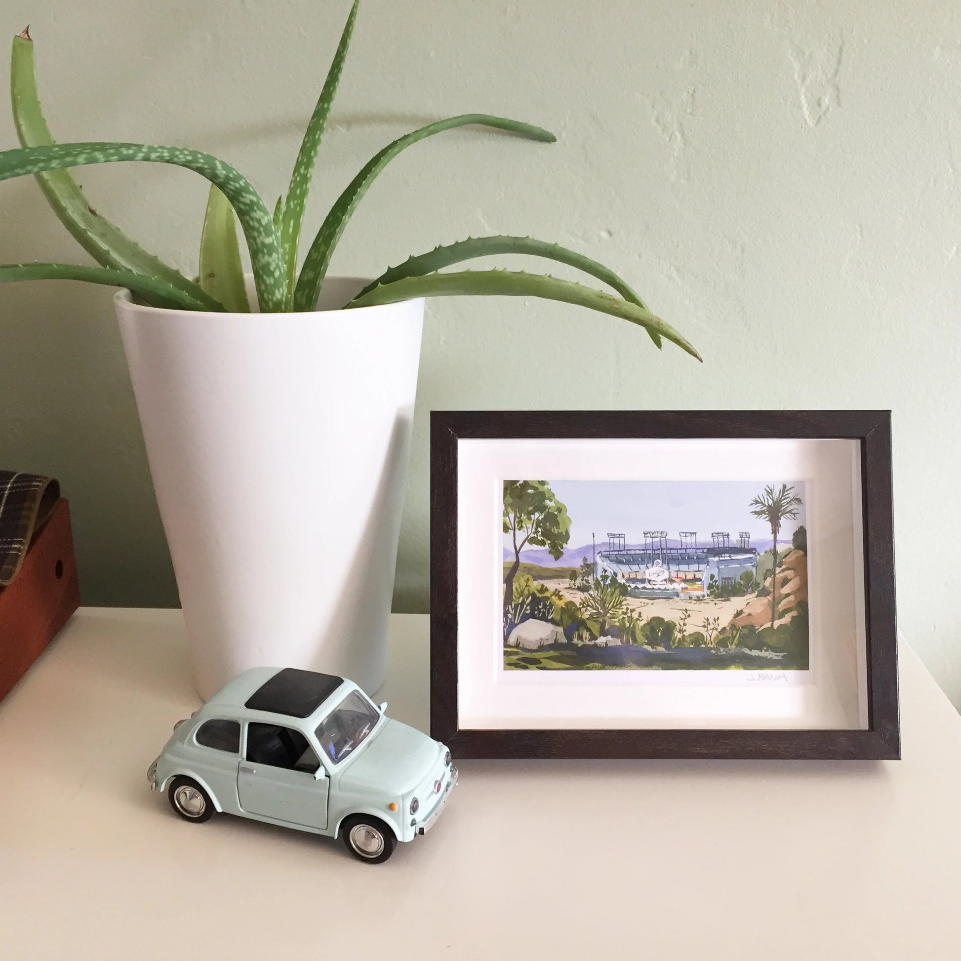 art print of dodger stadium framed sample