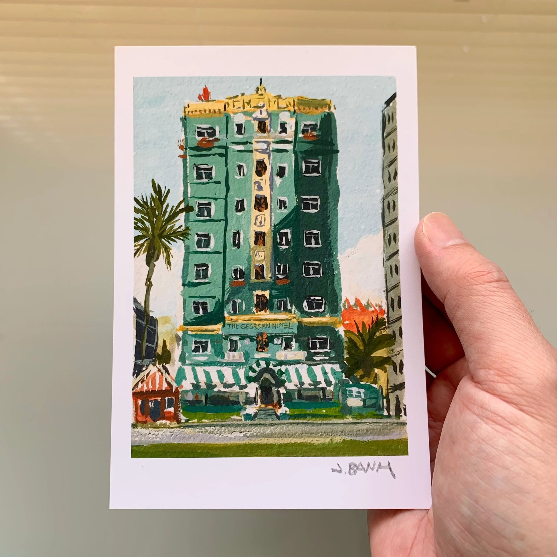 art print of the georgian hotel in santa monitca