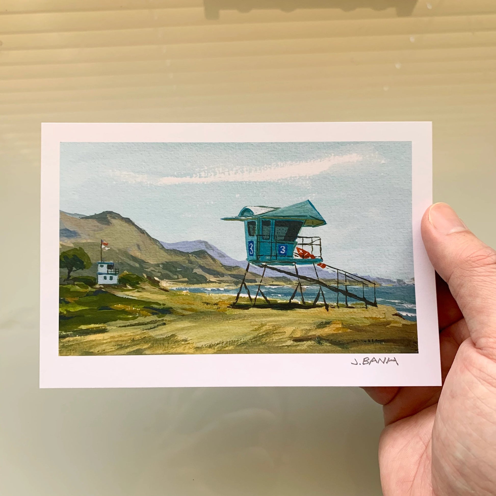 ART PRINT OF THE LIFEGUARD TOWER IN MALIBU