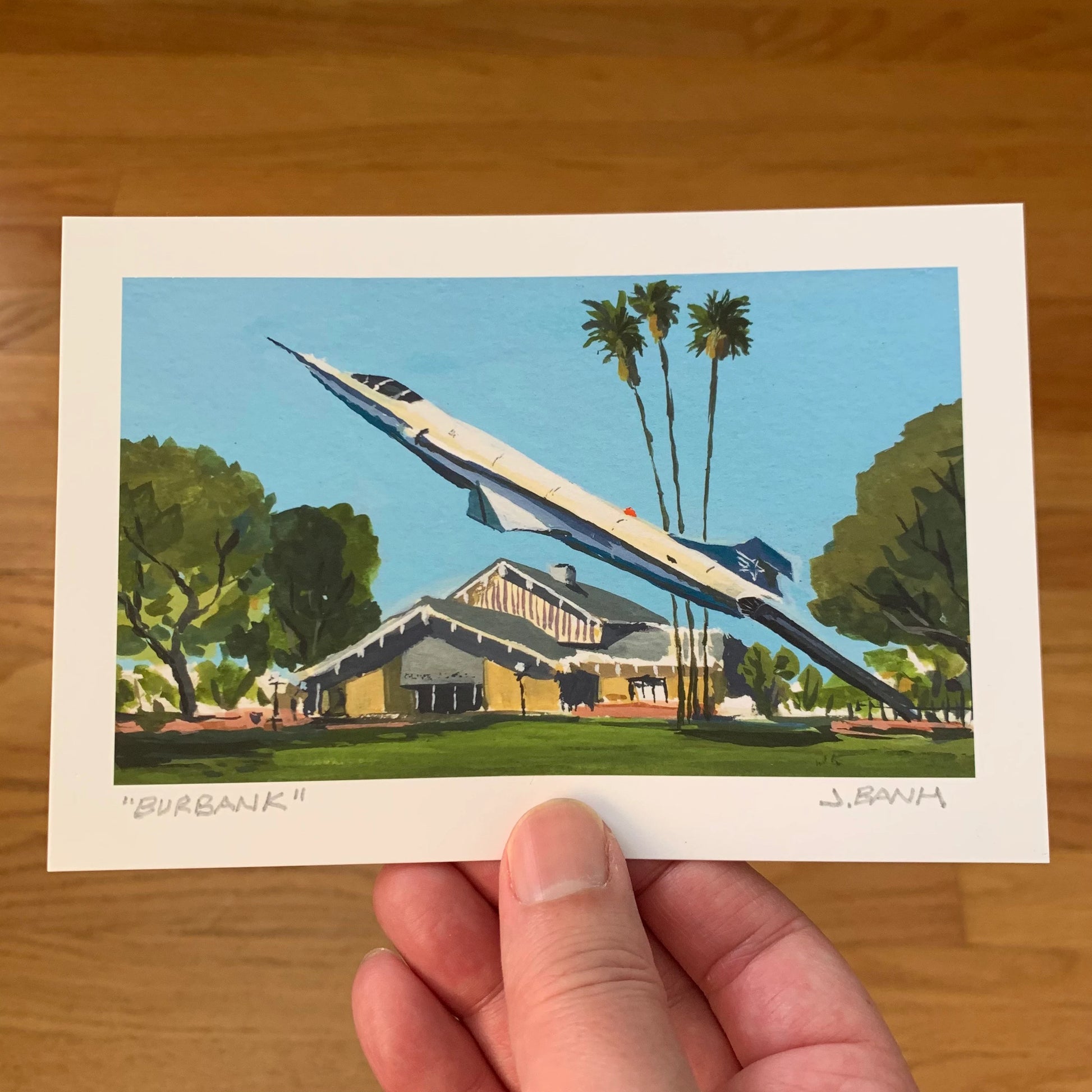 art print of the jet at the george izzay park in burbank